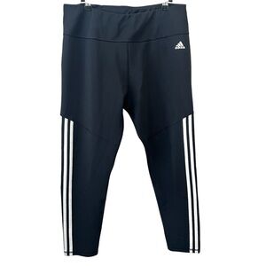 Adidas Climalite Pants Leggings Black White Stripe Athletic Workout Size XL